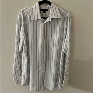 Tommy Hilfiger White & Blue Striped Casual Button Down Shirt 100% cotton